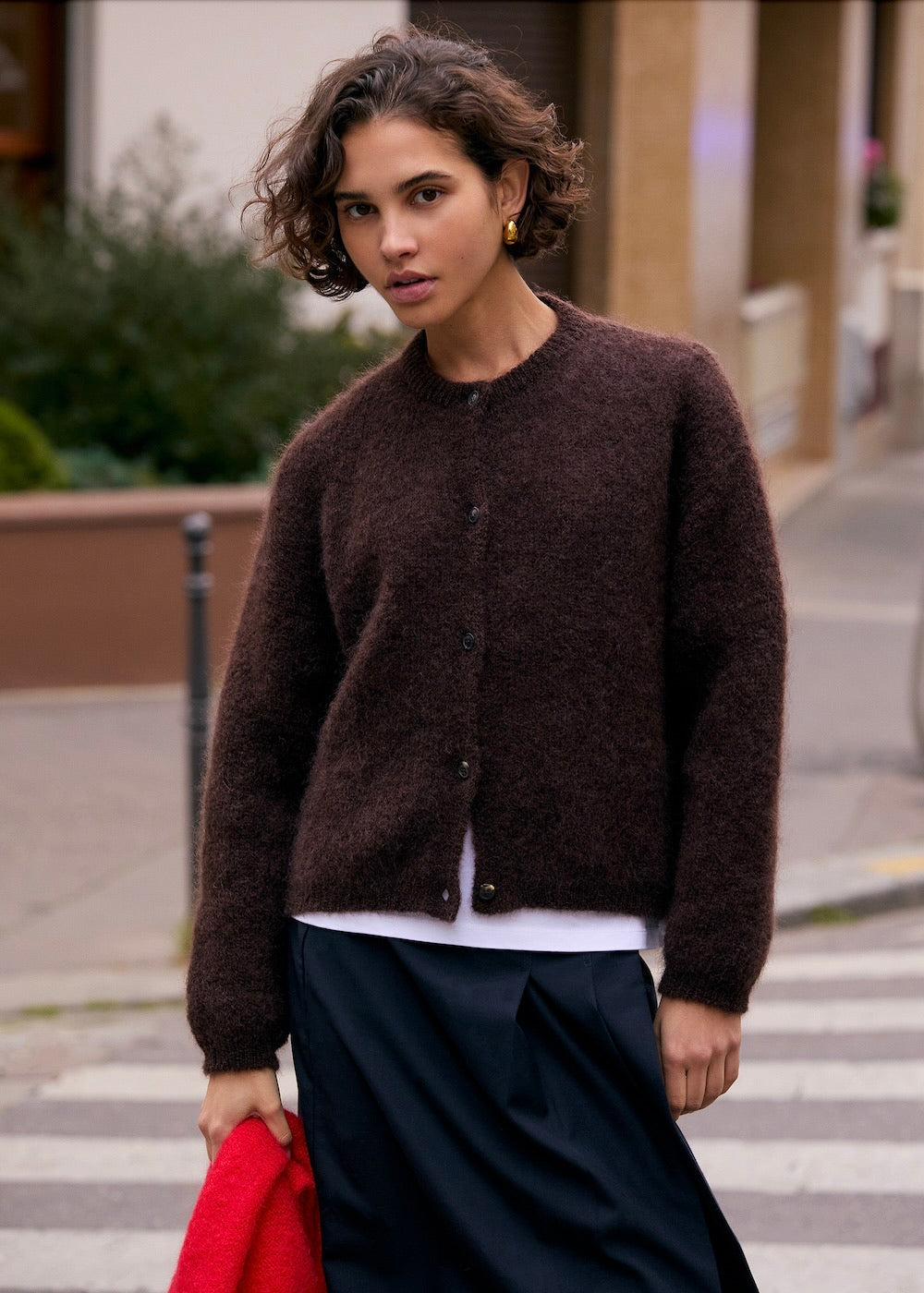 Cardigan Olivia en mohair chocolat Surprise - photo 1
