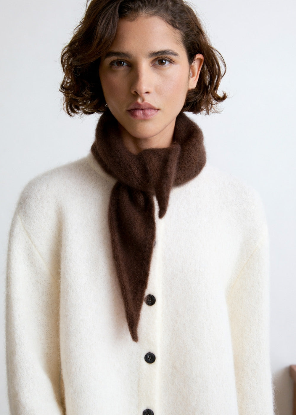 Écharpe triangle Jenna en mohair chocolat Surprise - photo 1