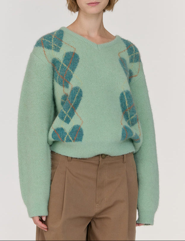 Pull Heart Argyle Mint - Sienne