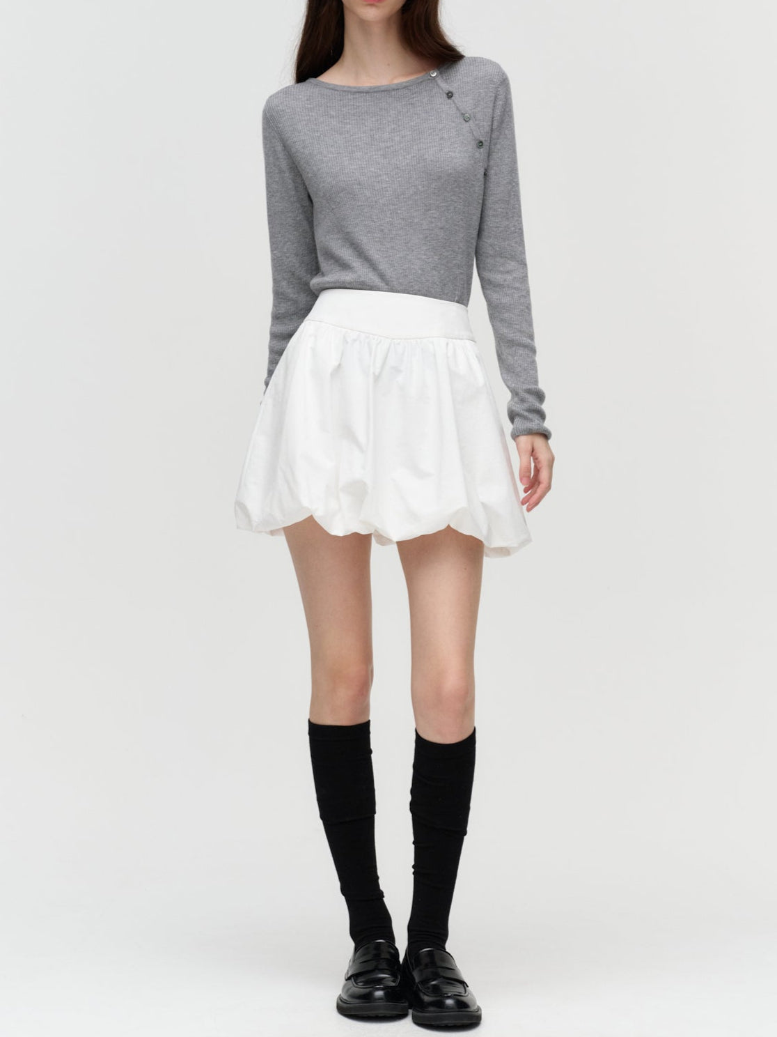 Top en Maille Boutonnée Gris - Dunst