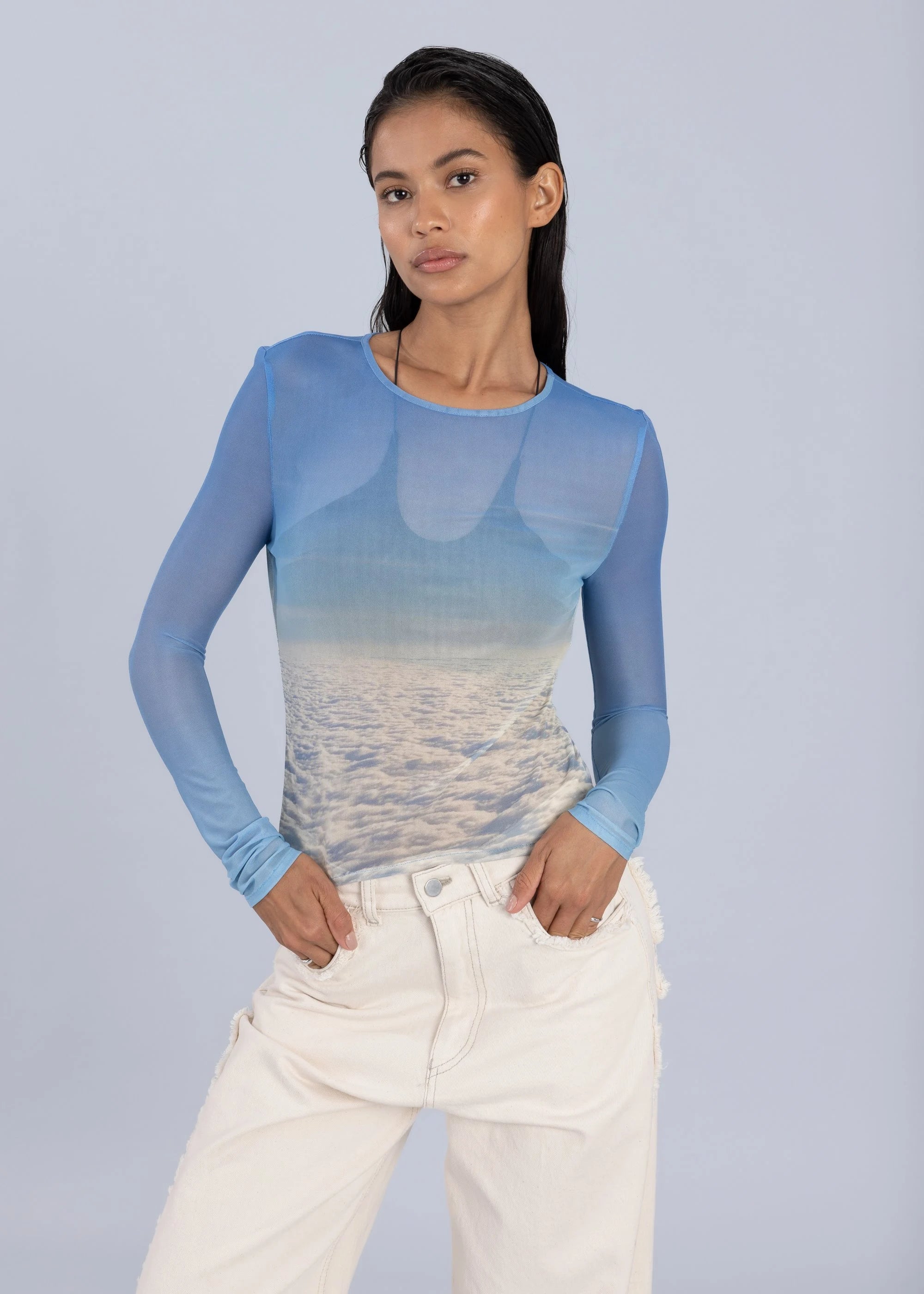 Top en Mesh Imprimé Nuages - Esthé