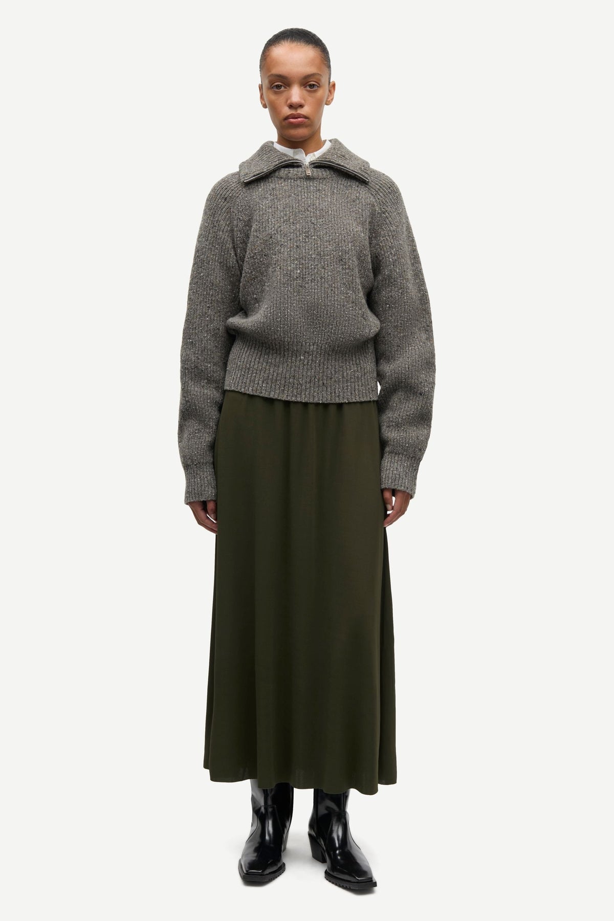 Pull zippé Saamandy gris - Samsoe Samsoe, photo 5