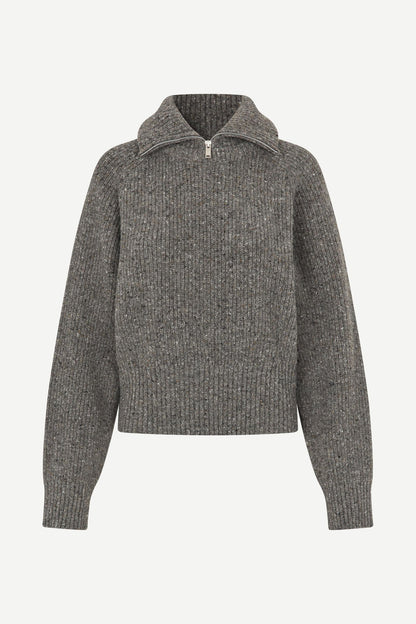 Pull zippé Saamandy gris - Samsoe Samsoe, photo 6
