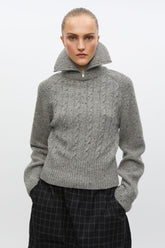 Pull Torsadé Col Montant Saamandy Gris Chiné - Samsoe Samsoe