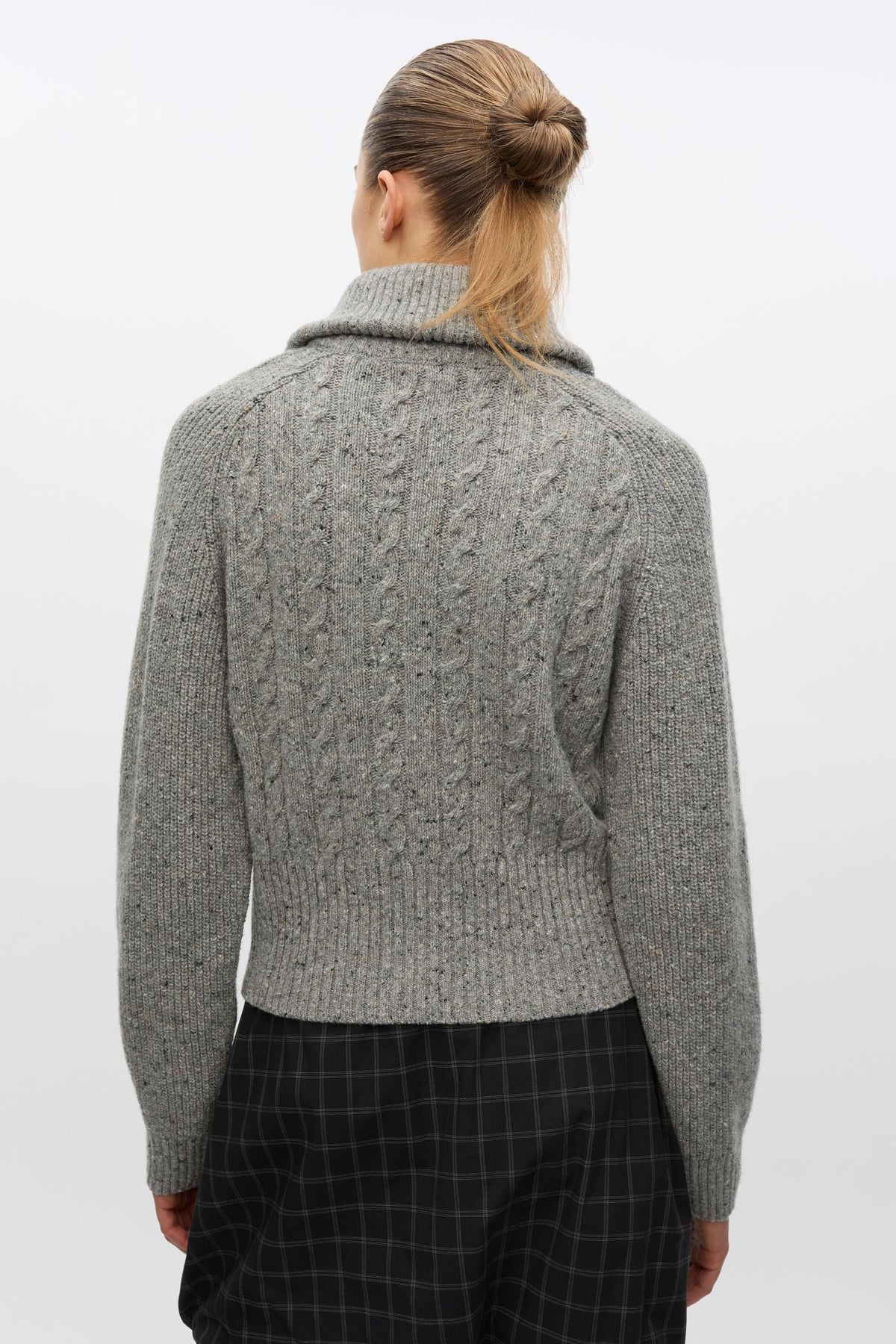 Pull Torsadé Col Montant Saamandy Gris Chiné - Samsoe Samsoe