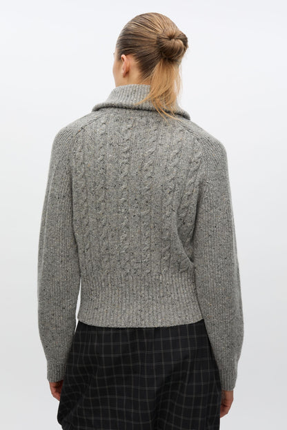 Pull Torsadé Col Montant Saamandy Gris Chiné - Samsoe Samsoe