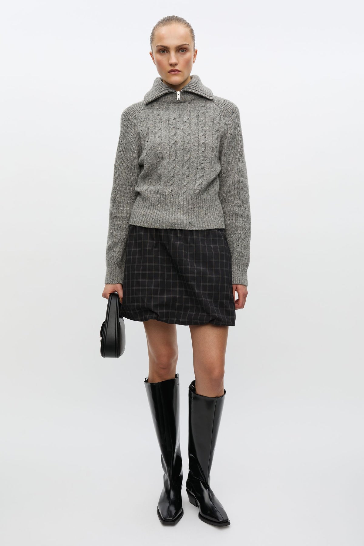 Pull Torsadé Col Montant Saamandy Gris Chiné - Samsoe Samsoe