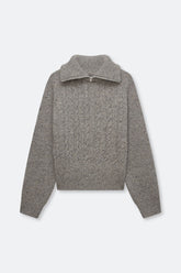 Pull Torsadé Col Montant Saamandy Gris Chiné - Samsoe Samsoe