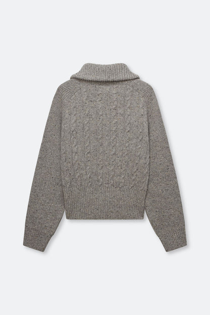 Pull Torsadé Col Montant Saamandy Gris Chiné - Samsoe Samsoe