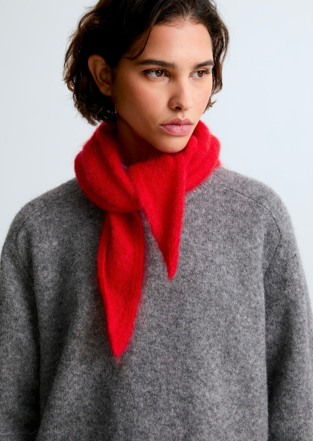 Écharpe triangle Jenna en mohair rouge Surprise - photo 2