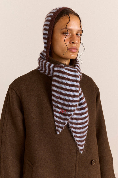 Capuche rayée bleu et chocolat - Damson Madder, photo 4