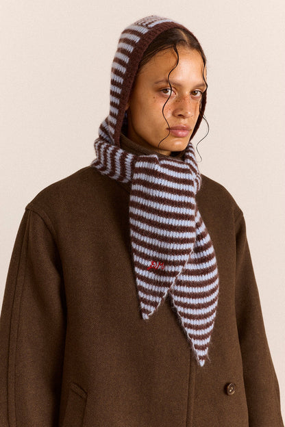 Capuche rayée bleu et chocolat - Damson Madder, photo 5