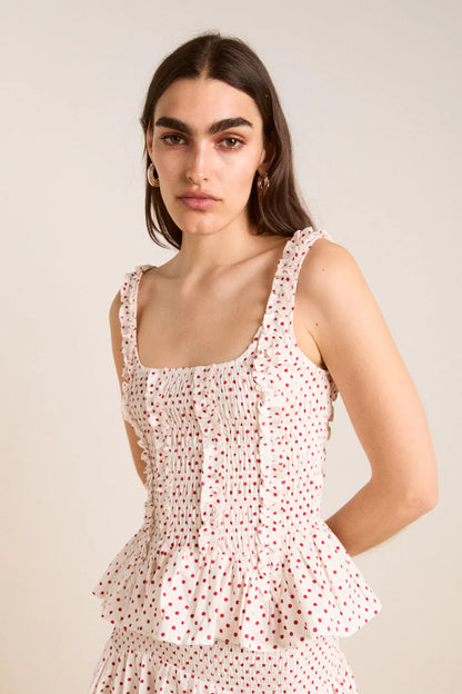 Top Raphi Pois Rouge - Damson Madder
