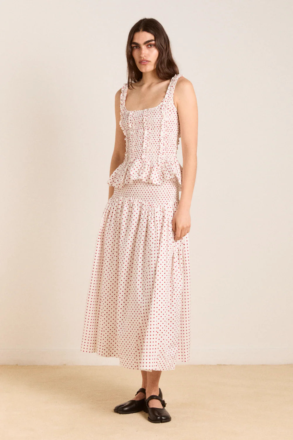 Top Raphi Pois Rouge - Damson Madder