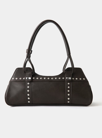 Sac Jane marron en cuir Laagam porté