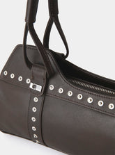 Sac Jane marron en cuir Laagam – détail clous