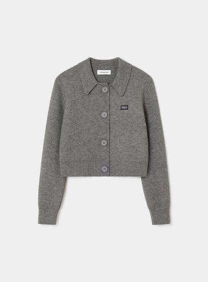 Cardigan court Beverly gris Laagam, col polo - photo 5