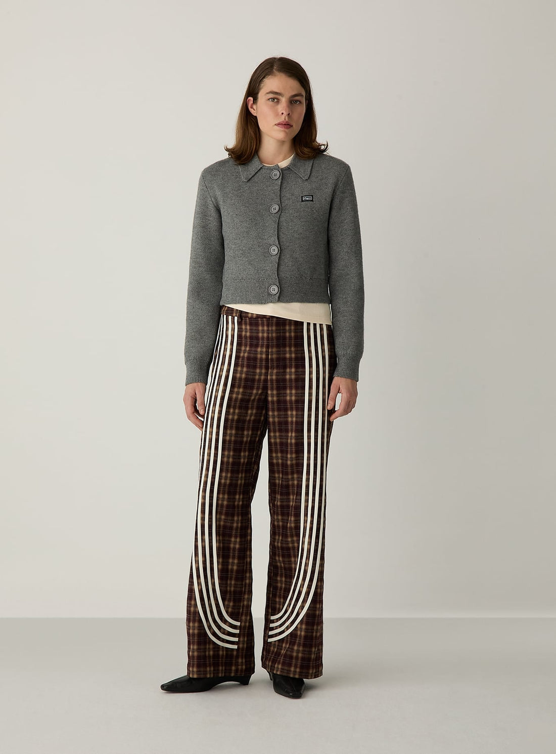 Cardigan court Beverly gris Laagam, col polo - photo 2