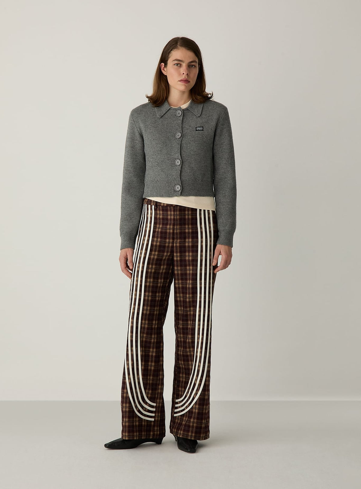 Cardigan court Beverly gris Laagam, col polo - photo 2