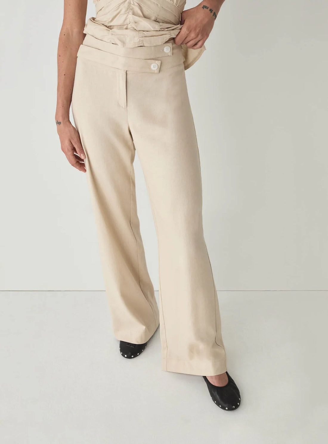 Pantalon Écru en Lin Camila - Laagam