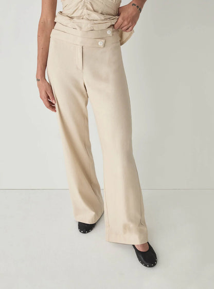Pantalon Écru en Lin Camila - Laagam