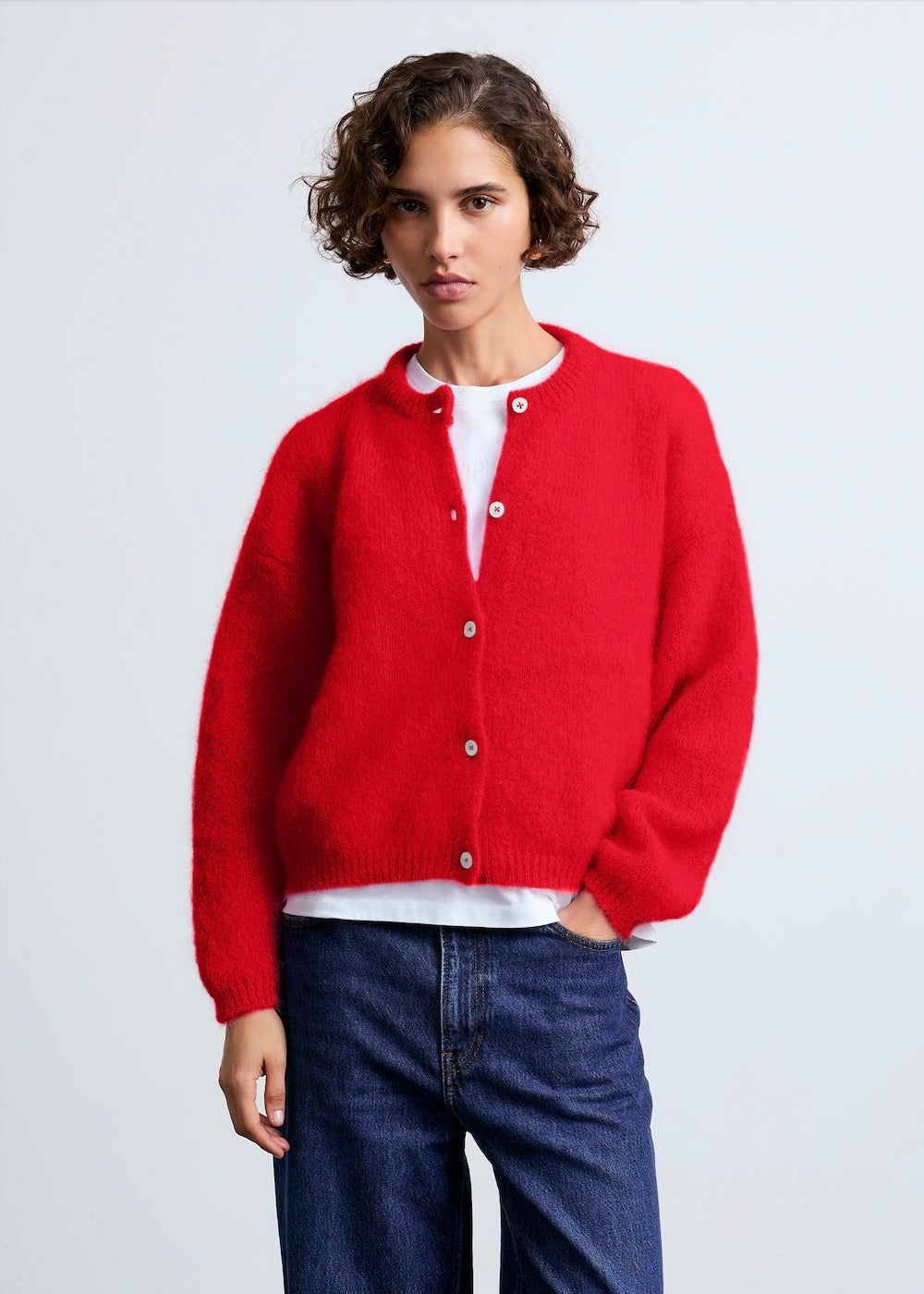 Cardigan Olivia en mohair rouge Surprise - photo 1