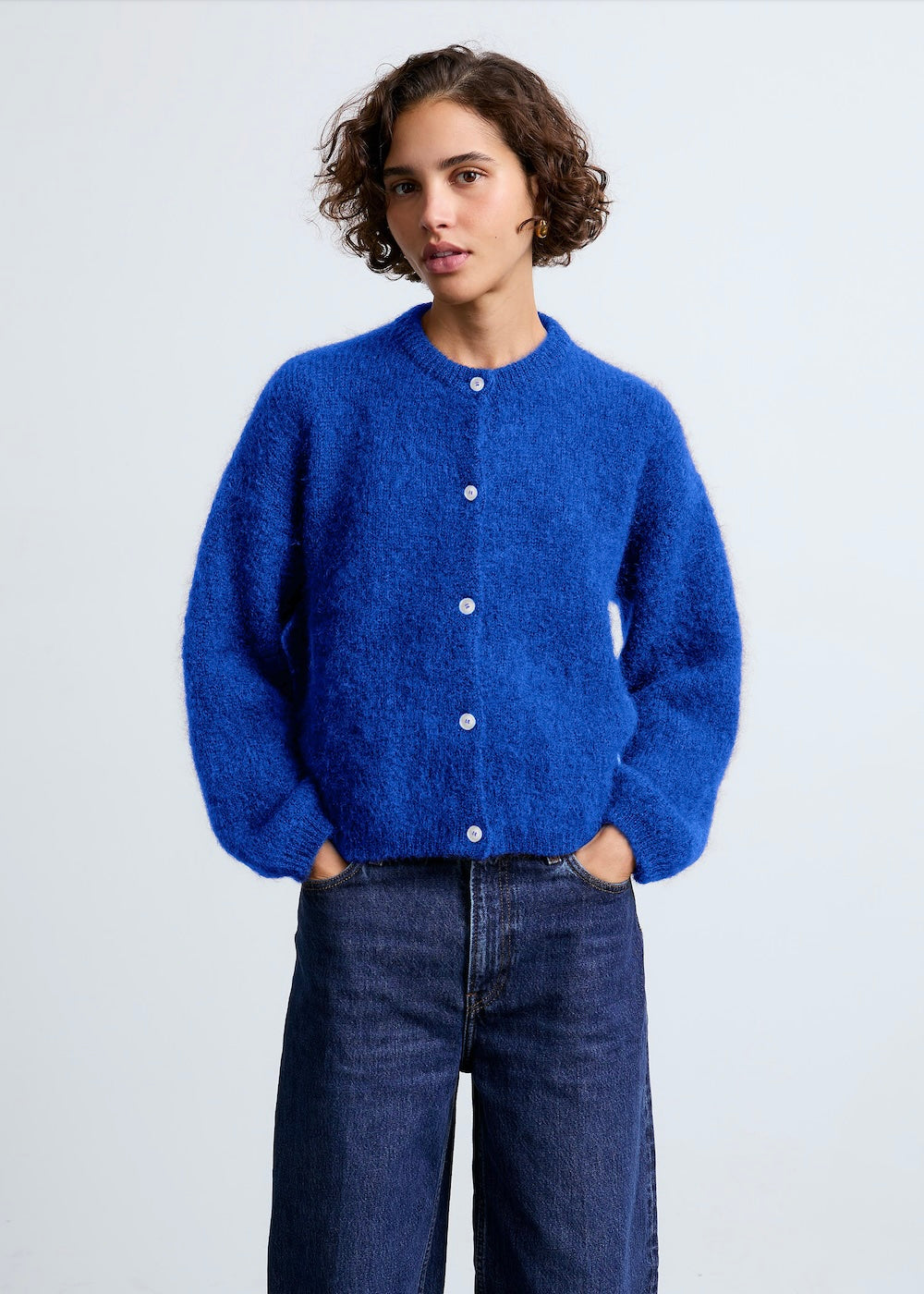 Cardigan Olivia en mohair bleu électrique Surprise - photo 1