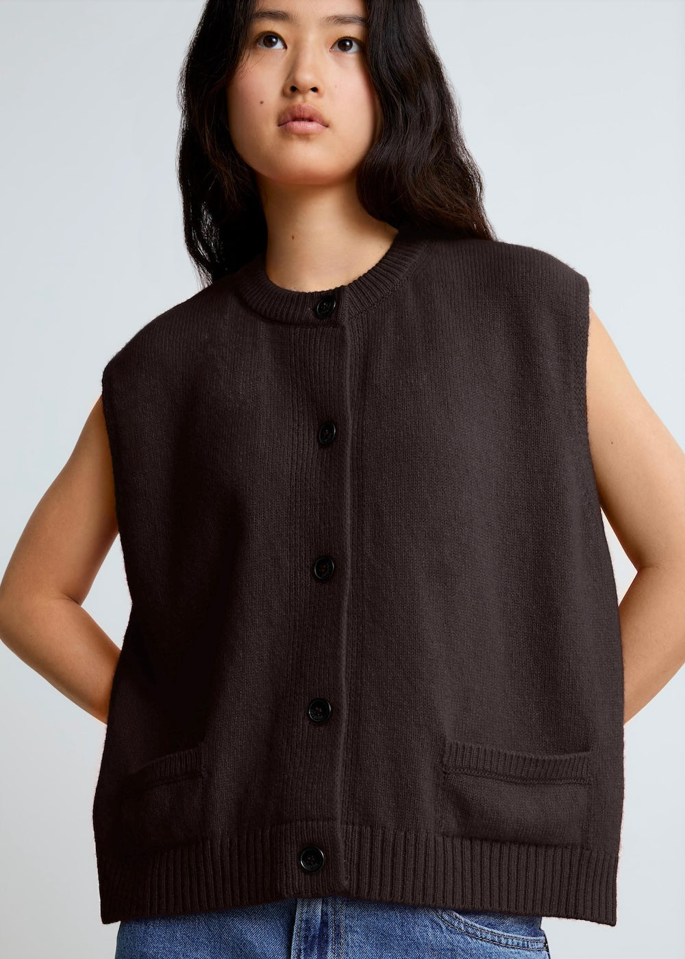 Cardigan sans manches Margaux chocolat Surprise