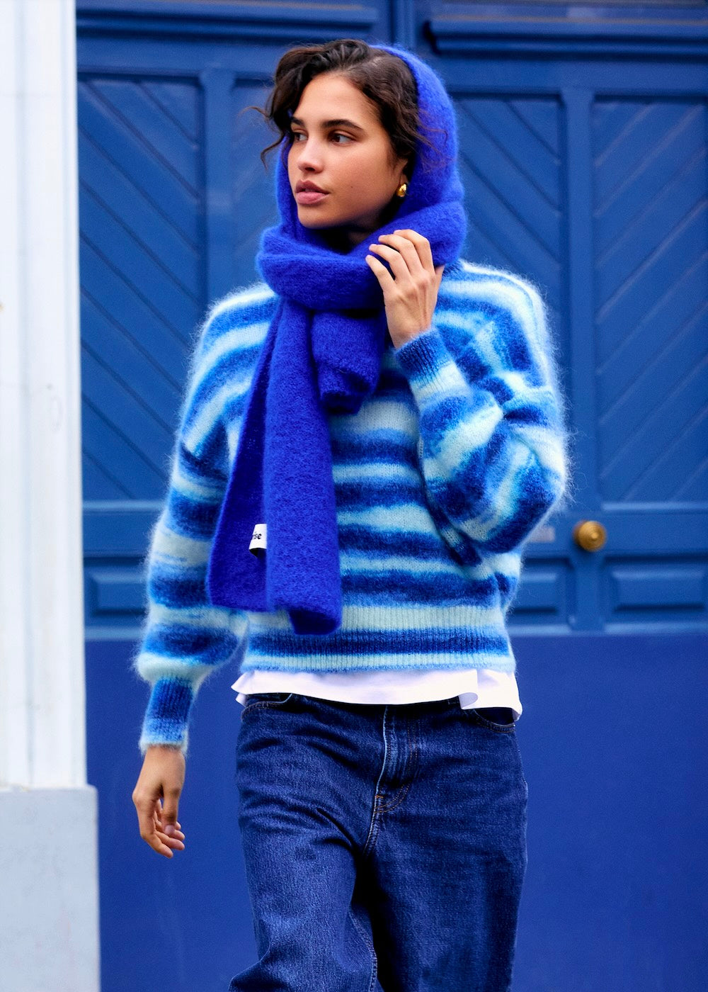 Pull Mary en mohair rayures bleues Surprise - photo 4