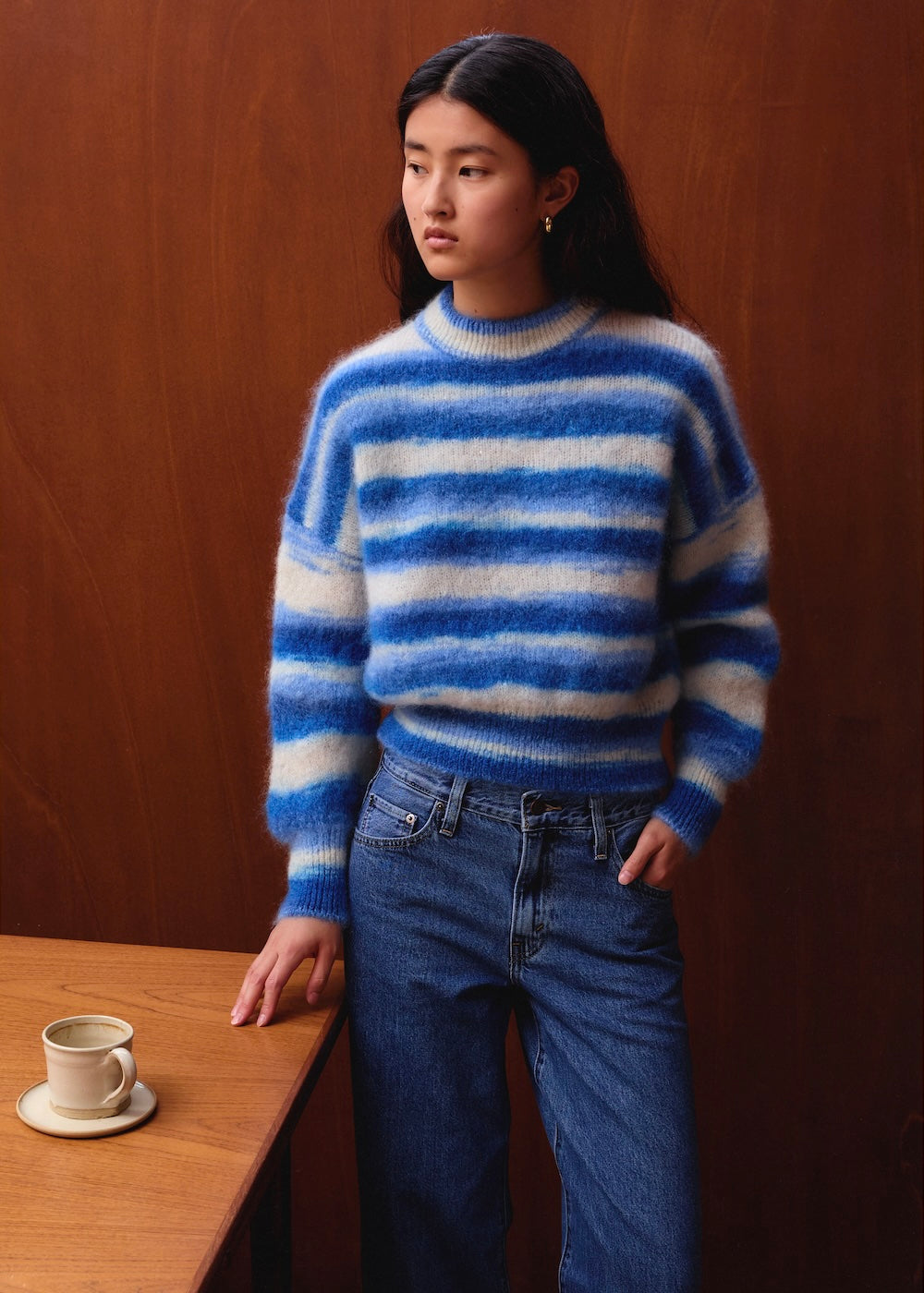 Pull Mary en mohair rayures bleues Surprise - photo 5