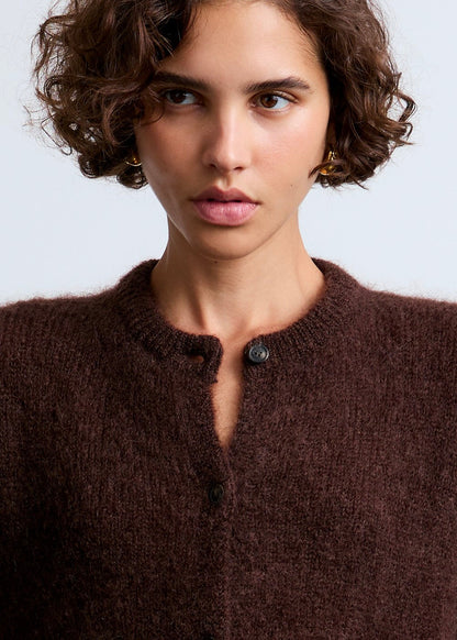 Cardigan Olivia en mohair chocolat Surprise - photo 3