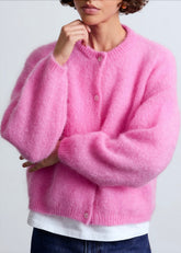 Cardigan Olivia en mohair rose Surprise - photo 2