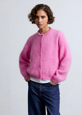 Cardigan Olivia en mohair rose Surprise - photo 1