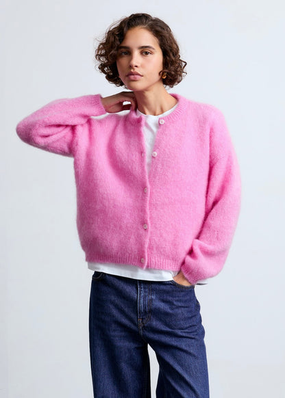 Cardigan Olivia en mohair rose Surprise - photo 3