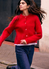 Cardigan Olivia en mohair rouge Surprise - photo 3