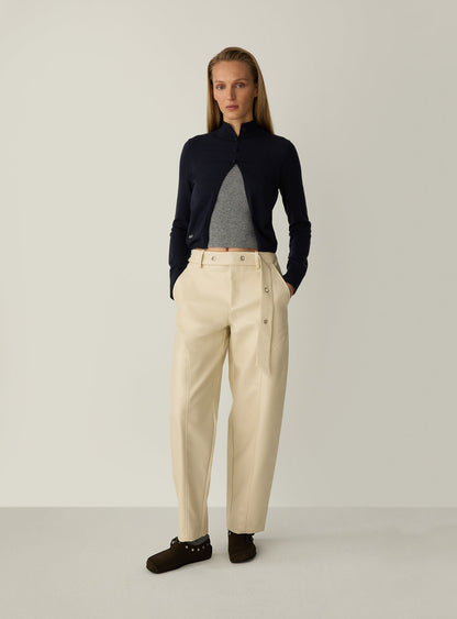 Pantalon barrel Noosa écru en simili cuir Laagam - photo 1