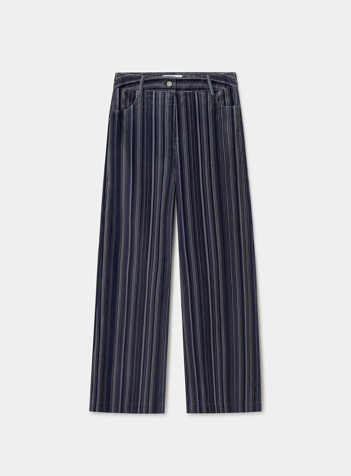 Pantalon droit Holly en velours côtelé rayé bleu Laagam - photo 5