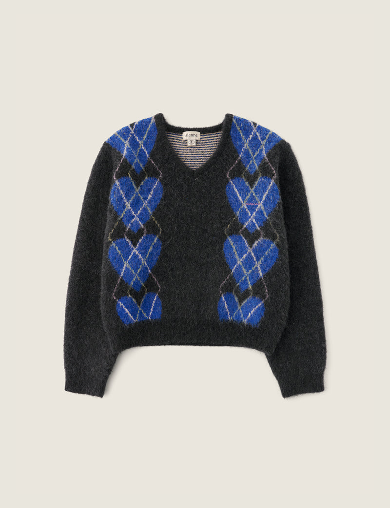 Pull Heart Argyle - Sienne