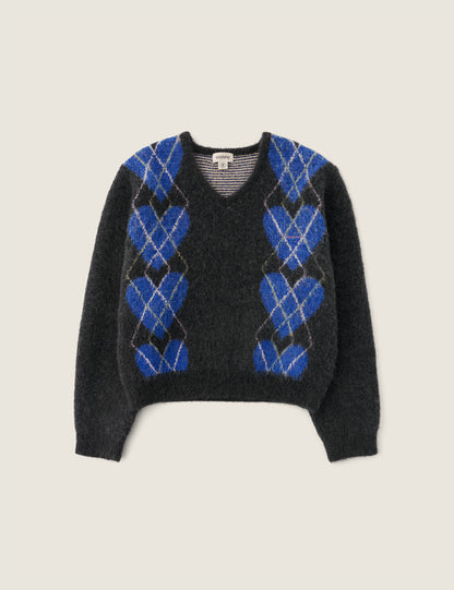 Pull Heart Argyle - Sienne