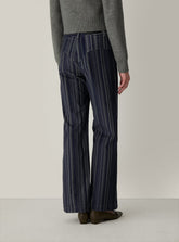 Pantalon droit Holly en velours côtelé rayé bleu Laagam - photo 4