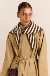 Foulard triangle rayé olive et rose - Damson Madder, photo 4