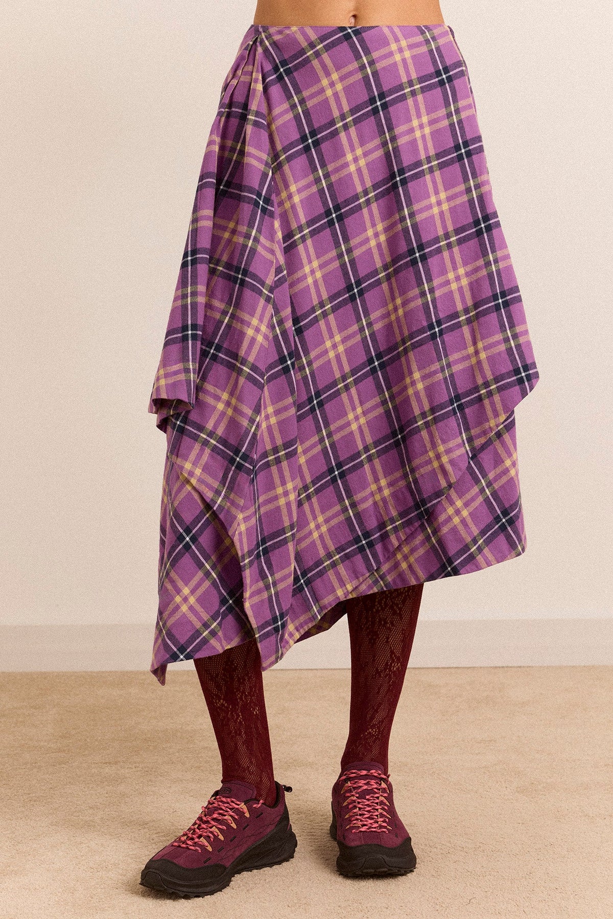 Jupe Katana à carreaux violets - Damson Madder