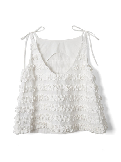 Top Leili Ruffle Blanc - Damson Madder