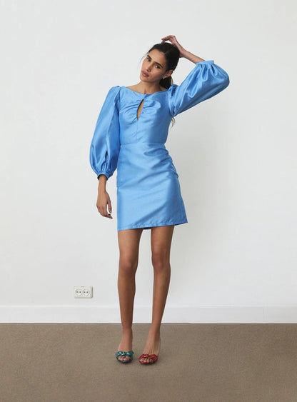Robe Courte Liza Bleu - Laagam