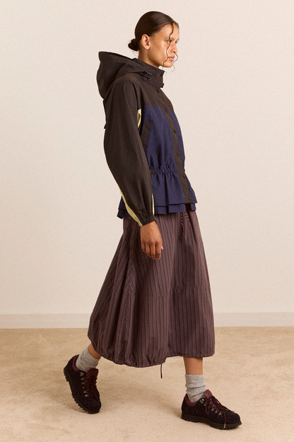 Jupe midi Lainey rayée bordeaux - Damson Madder, photo 5