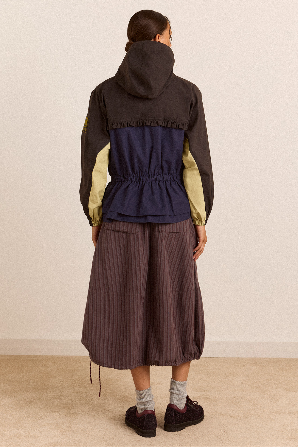 Jupe midi Lainey rayée bordeaux - Damson Madder, photo 6