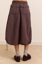 Jupe midi Lainey rayée bordeaux - Damson Madder, photo 8
