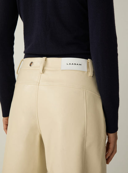 Pantalon barrel Noosa écru en simili cuir Laagam - photo 4