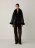 Manteau court Oriane noir Laagam porté – vue de face