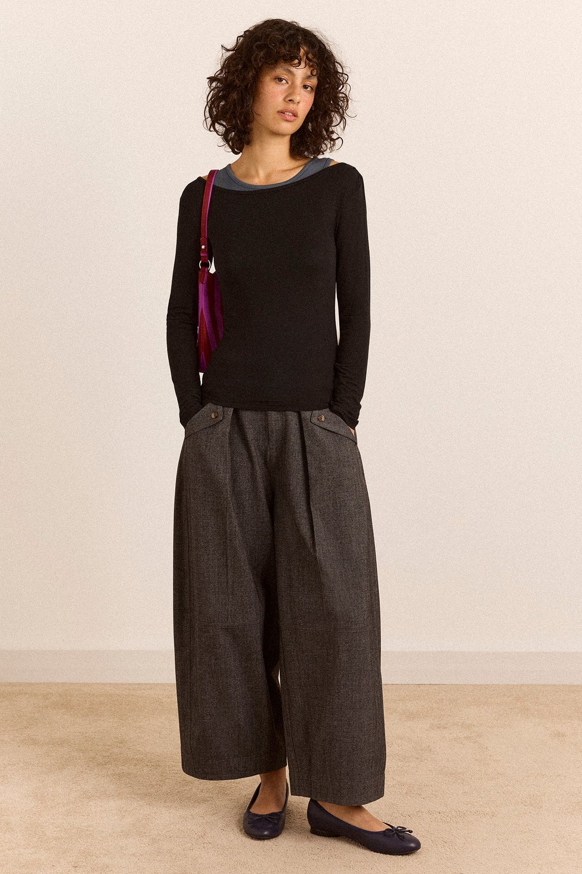 Pantalon Mara à chevrons gris - Damson Madder, photo 2